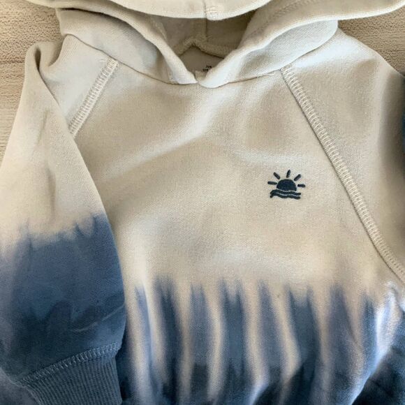 NWT!! Adorable!! Sz NB Cream/Blue Tie Dyed Light Weight Hoodie Organic Cotton - Picture 4 of 7